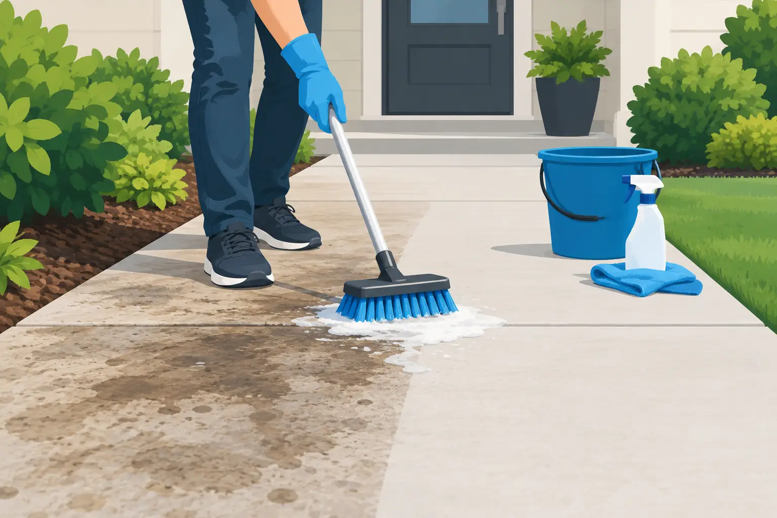 How to Clean Stained Concrete Walkways Safely