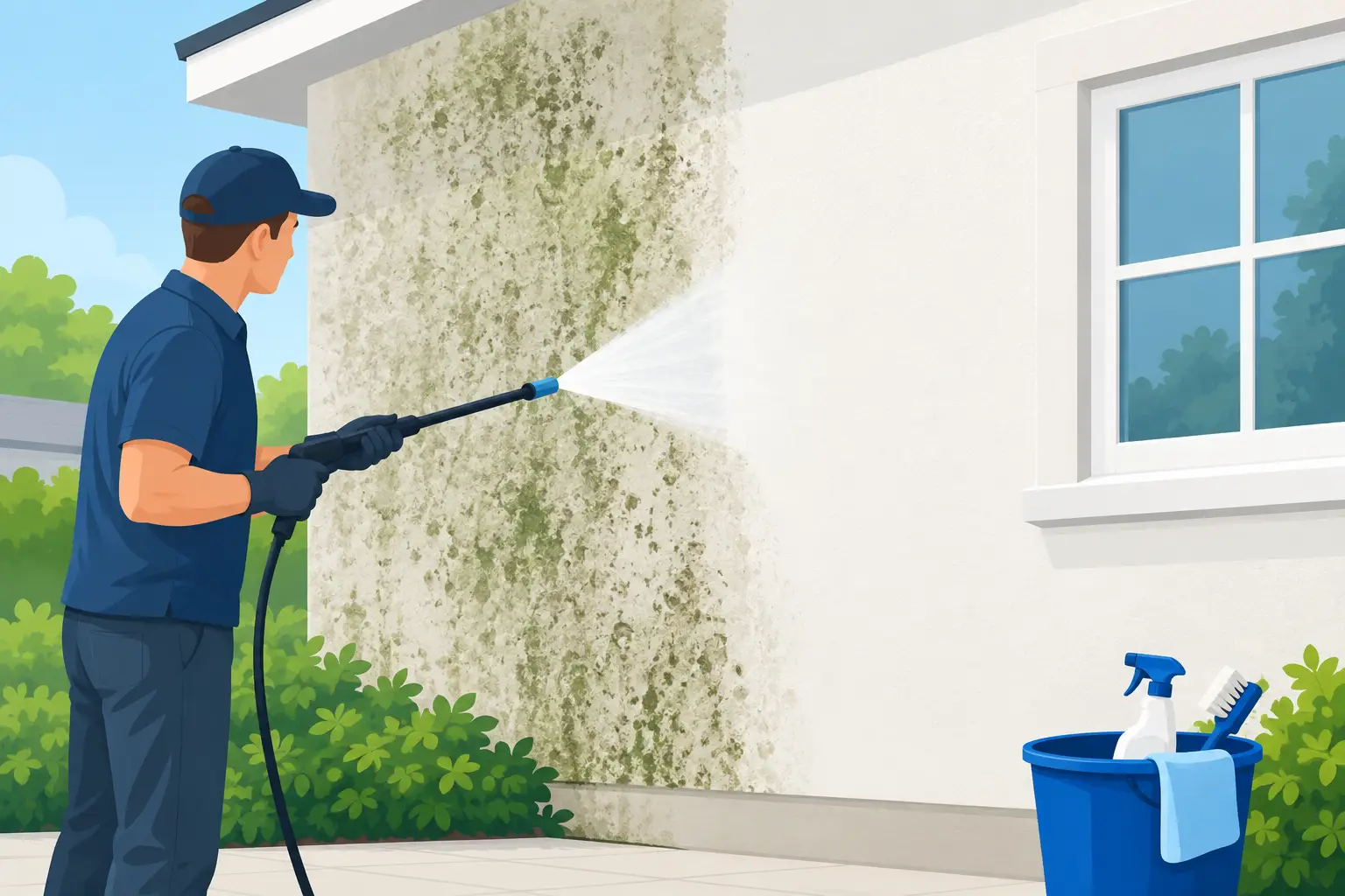How to Remove Mildew From Exterior Walls Safely